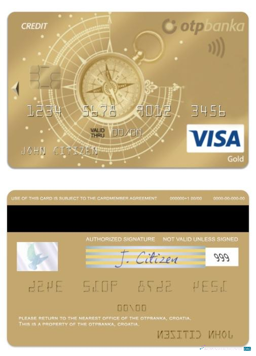 Download Croatia OTP Banka visa gold credit card Photoshop template